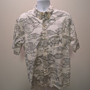 reyn spooner White and Black Fish Print Button-Down Shirt